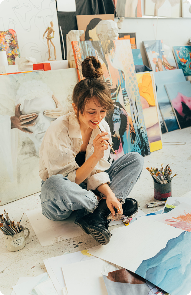 Ilustración de estudiante creativa